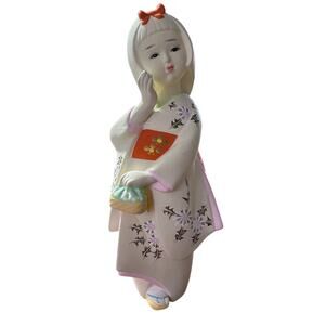 Japanese Hakata Clay Doll traditional unglazed clay Fukuoka Japan Vintage